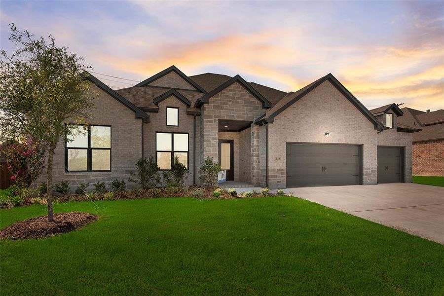 Front exterior of a new home in Lincoln Pointe, Van Alstyne, TX, highlighting curb appeal (Image 2). Front exterior of a new home in Lincoln Pointe, Van Alstyne, TX, highlighting curb appeal (Image 2).