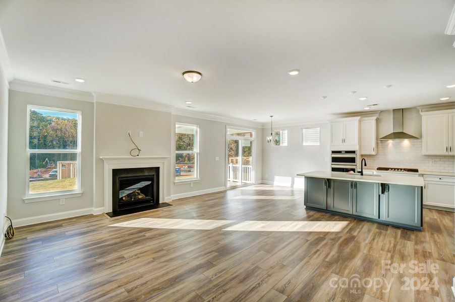 This home features all white cabinets and island