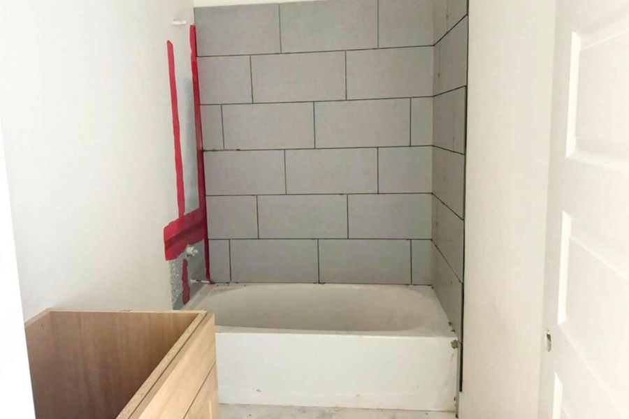 Full bathroom featuring bathing tub / shower combination and vanity