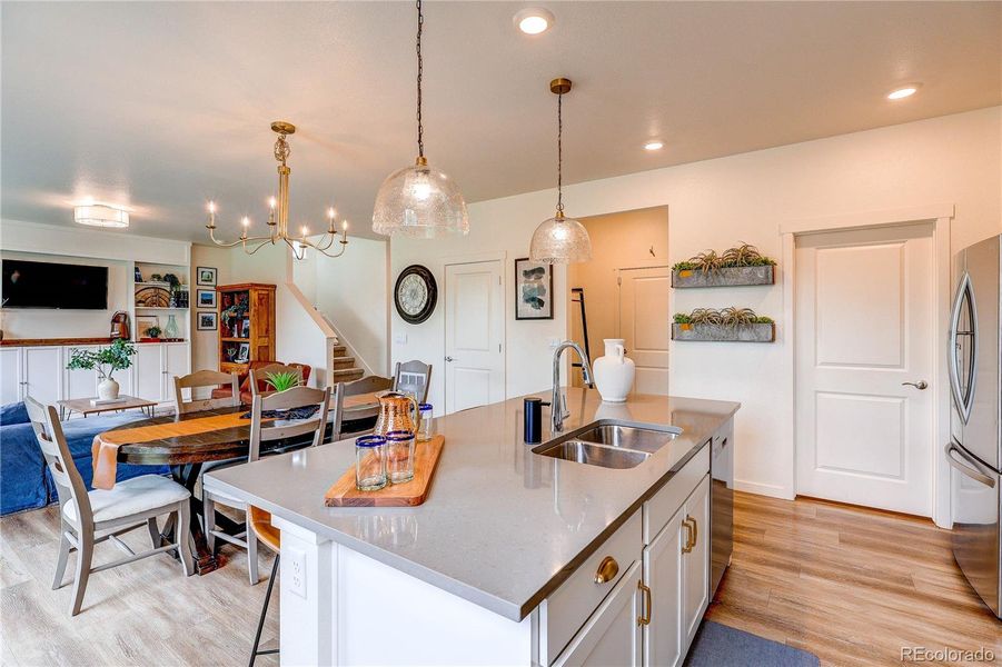 Large island is perfect for meal prep, casual dining, or entertaining Large island is perfect for meal prep, casual dining, or entertaining