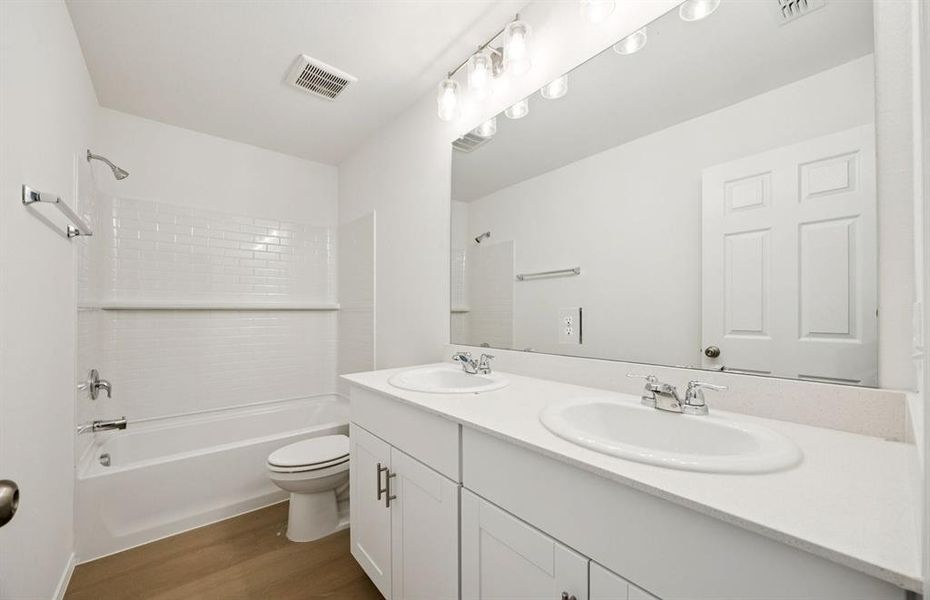 Secondary bath with double sinks Secondary bath with double sinks