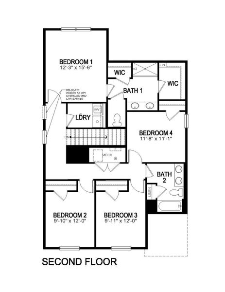 2D floor plan layout for the PINE by D.R. Horton in The Ridge at Lorson Ranch, Colorado Springs, CO (Image 4).