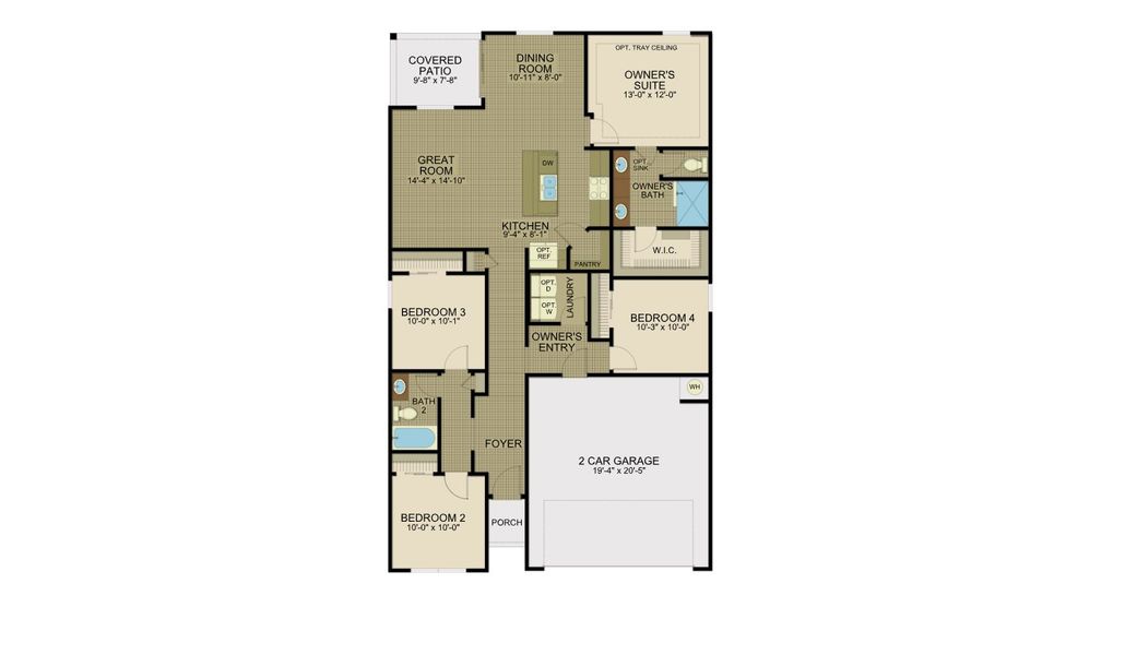 2D floor plan layout of this home in Desert Breeze, Horizon City, TX (Image 3).