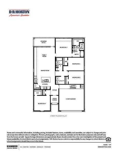 2D floor plan layout for the The Elgin by D.R. Horton in Allen Farms, Lubbock, TX (Image 4).