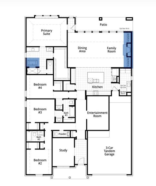 2D floor plan layout for the Birchwood Plan by Highland Homes in Mosaic: Artisan Series - 60ft Lots, Prosper, TX (Image 7). 2D floor plan layout for the Birchwood Plan by Highland Homes in Mosaic: Artisan Series - 60ft Lots, Prosper, TX (Image 7).