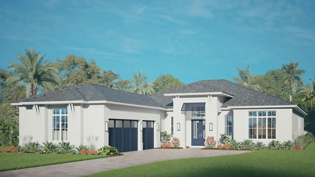 Representative exterior photo of a completed home built from the Anson by GHO Homes in The Reserve at Grand Harbor, Vero Beach, FL (Image 4). Representative exterior photo of a completed home built from the Anson by GHO Homes in The Reserve at Grand Harbor, Vero Beach, FL (Image 4).