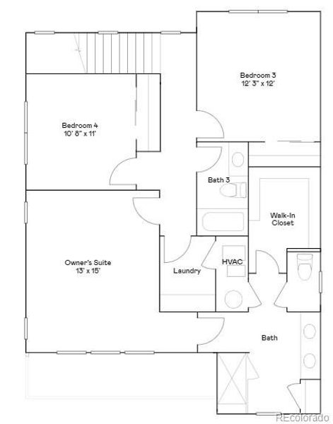 2D floor plan layout of this home in Parterre: The Skyline Collection, Thornton, CO (Image 2).