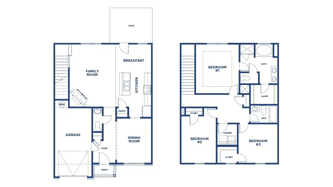 2D floor plan layout for the ANSLEY Express by D.R. Horton in Rushing Waters, North Augusta, SC (Image 4).