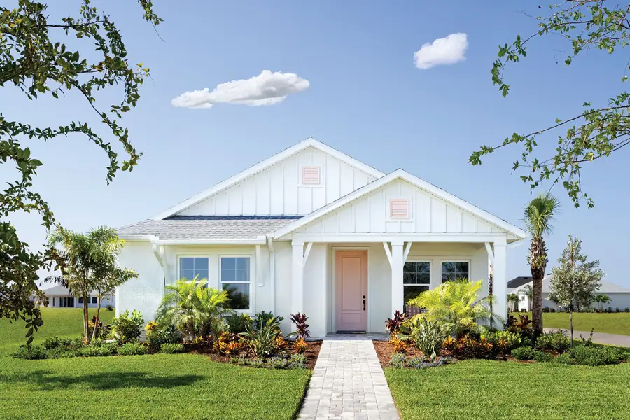 Representative exterior photo of a completed home built from the The Bellmeade by David Weekley Homes in SeaFlower – Bungalow Homes, Bradenton, FL (Image 1). Representative exterior photo of a completed home built from the The Bellmeade by David Weekley Homes in SeaFlower – Bungalow Homes, Bradenton, FL (Image 1).