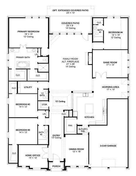 2D floor plan layout of this home in Evergreen 70', Conroe, TX (Image 2).