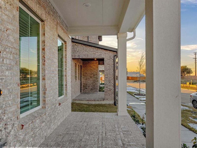 View of patio terrace at dusk