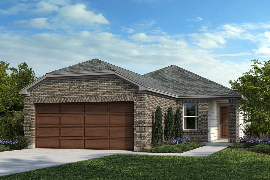 Representative exterior photo of a completed home built from the Plan 1604 by KB Home in Salerno - Heritage Collection, Round Rock, TX (Image 5).
