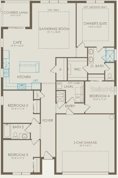 2D floor plan layout of this home in Bridgewalk, St. Cloud, FL (Image 2). 2D floor plan layout of this home in Bridgewalk, St. Cloud, FL (Image 2).