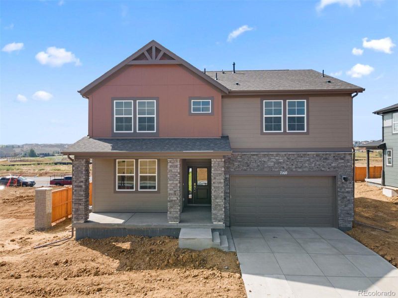 Front exterior of a new home in , Brighton, CO, highlighting curb appeal (Image 19).