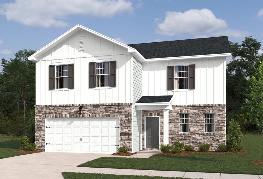 Representative exterior photo of a completed home built from the Brentley by Ashton Woods in Ascent at Arbor Ridge, La Vergne, TN (Image 1).