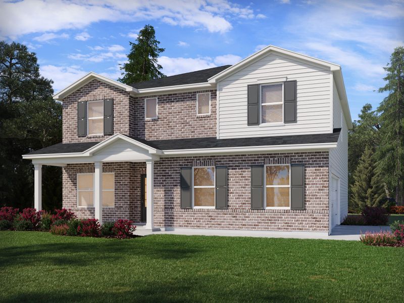 Representative exterior photo of a completed home built from the Johnson Basement by Meritage Homes in River Pointe, Monroe, GA (Image 2).