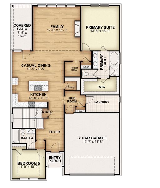 2D floor plan layout for the Honor by Rockwell Homes in Creekside, Royse City, TX (Image 7).