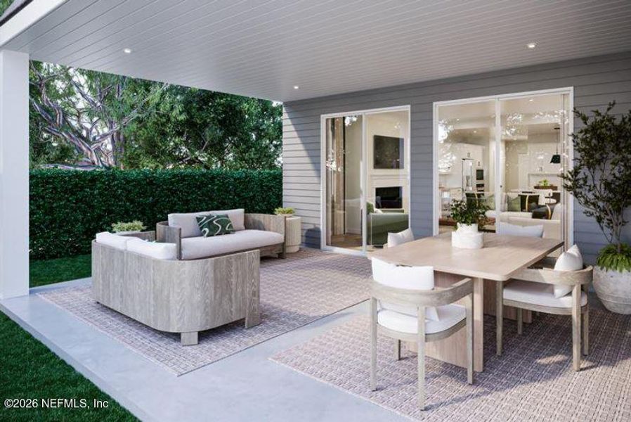 Exterior details and patio area of a home in Seminole Palms Single-Family Homes, Palm Coast (Image 2).