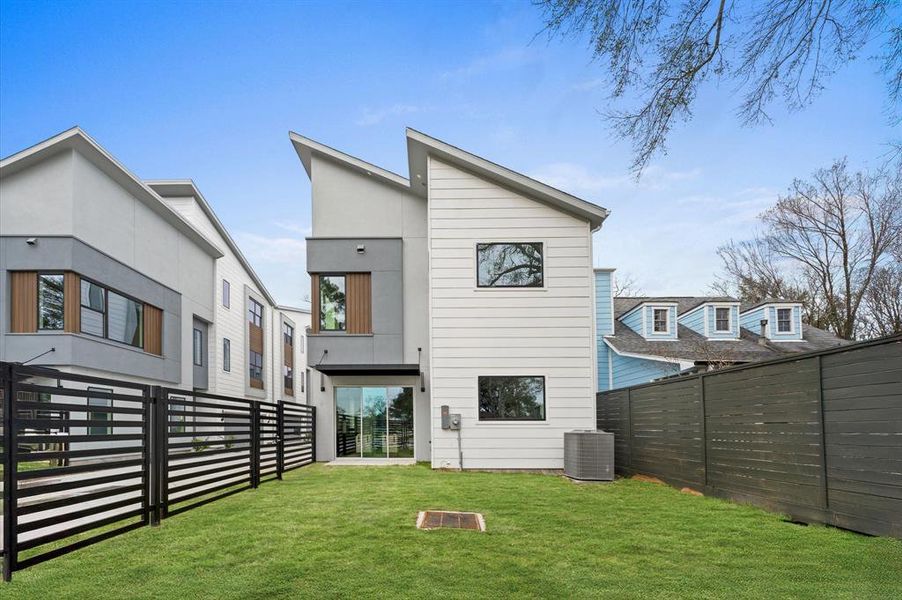 Massive yard spaces on the side of the homes. We do have *One home left in this community with a traditional yard in the back of the home, about the same size as these.