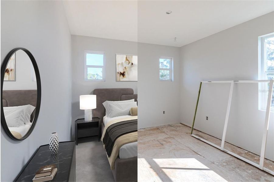 left side rendered, right side unfinished room/actual picture