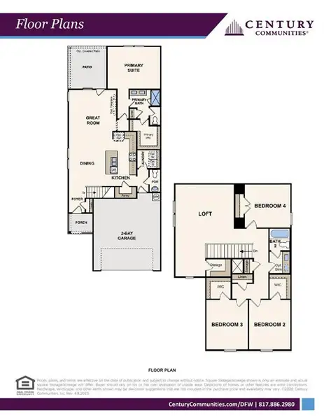 2D floor plan layout of this home in MiraVerde, Crowley, TX (Image 2).
