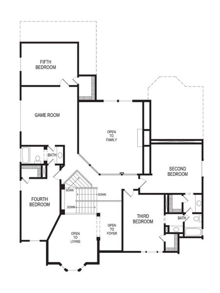 2D floor plan layout for the Brookfield 2R by First Texas Homes in Collinsbrook Farm, Frisco, TX (Image 4).