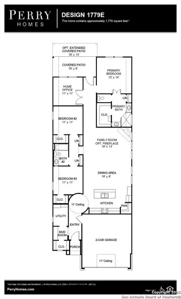 2D floor plan layout of this home in Solms Landing 45', New Braunfels, TX (Image 4).