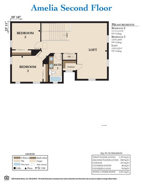 2D floor plan layout of this home in Beachview Cove, Ormond Beach, FL (Image 5).