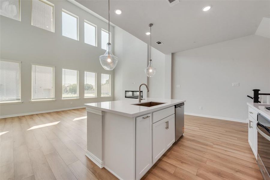 Furnished interior view inside a new home in Wade Settlement Townhomes, Frisco (Image 6). Furnished interior view inside a new home in Wade Settlement Townhomes, Frisco (Image 6).