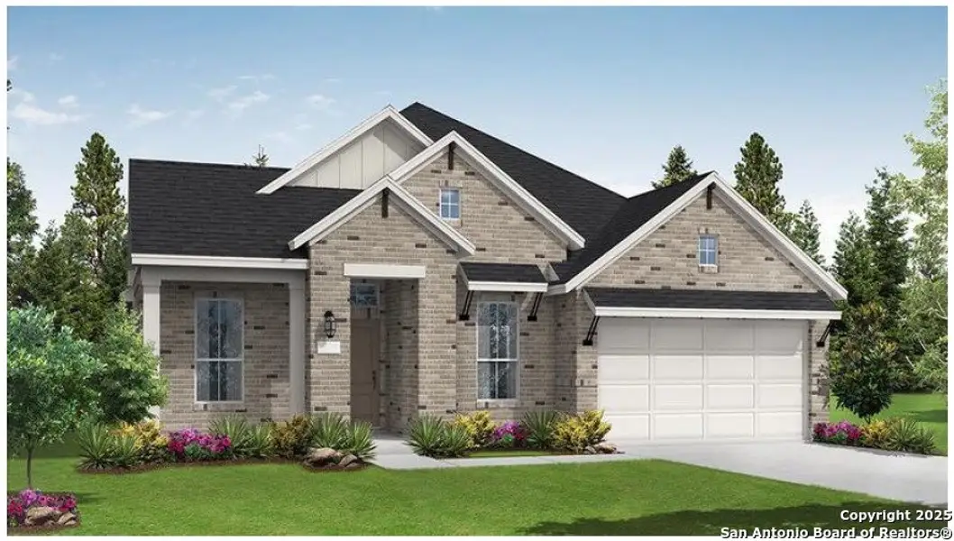 Front exterior of a new home in Stillwater Ranch, San Antonio, TX, highlighting curb appeal (Image 2). Front exterior of a new home in Stillwater Ranch, San Antonio, TX, highlighting curb appeal (Image 2).