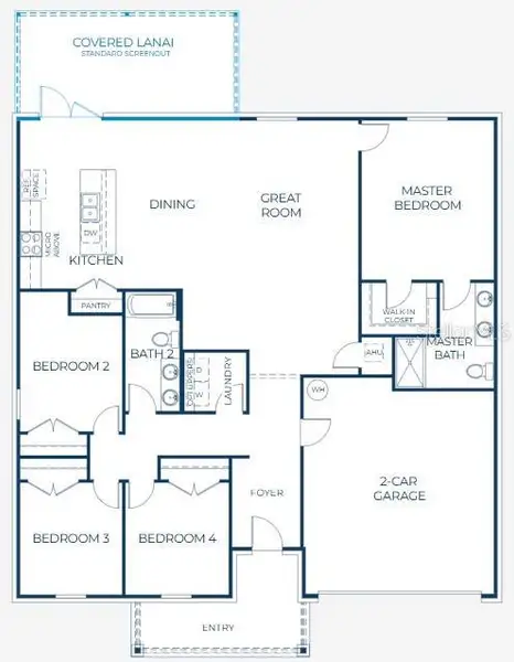 2D floor plan layout of this home in Royal Highlands, Weeki Wachee, FL (Image 3). 2D floor plan layout of this home in Royal Highlands, Weeki Wachee, FL (Image 3).