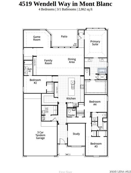 2D floor plan layout of this home in Mont Blanc, Schertz, TX (Image 3). 2D floor plan layout of this home in Mont Blanc, Schertz, TX (Image 3).