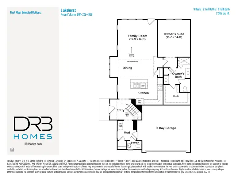2D floor plan layout of this home in Robert's Farm, Greenville, SC (Image 4).