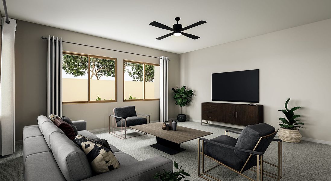 Representative furnished interior of a home built from the Pecan Plan 58-6 by Tri Pointe Homes in Whispering Hills, Laveen (Image 5). Representative furnished interior of a home built from the Pecan Plan 58-6 by Tri Pointe Homes in Whispering Hills, Laveen (Image 5).