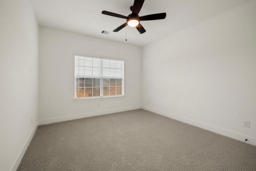 Each upstairs bedroom features carpet flooring. Each upstairs bedroom features carpet flooring.