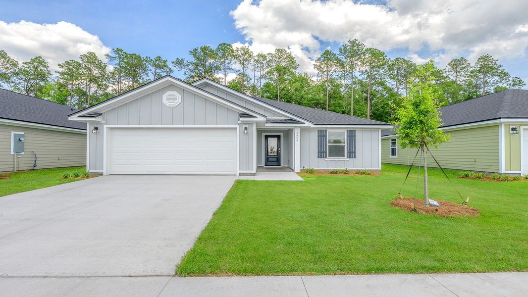 Representative exterior photo of a completed home built from the The Lismore by D.R. Horton in Lake Mary Forest, Tallahassee, FL (Image 1).