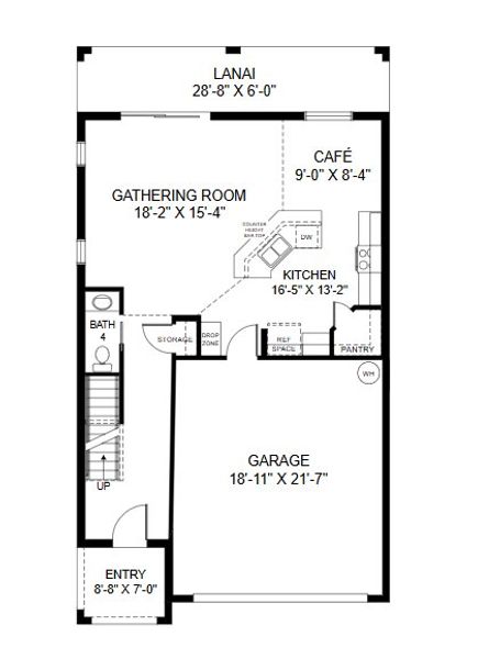 2D floor plan layout for the Seabrooke II by Highland Homes of Florida in Estates at Hickory Cove - Single-Family Homes, St. Cloud, FL (Image 4).