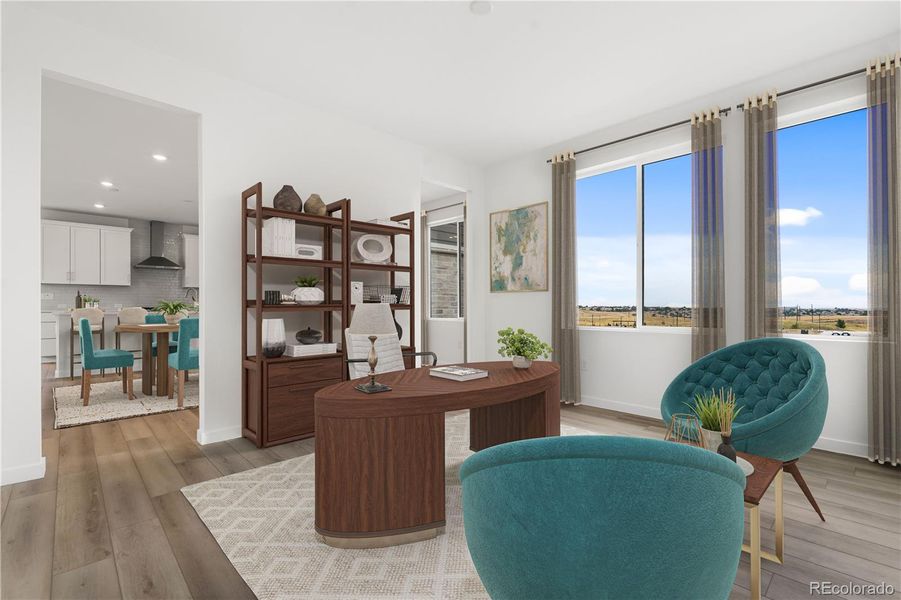 Furnished interior view inside a new home in Tribute at Lyric, Lone Tree (Image 16).