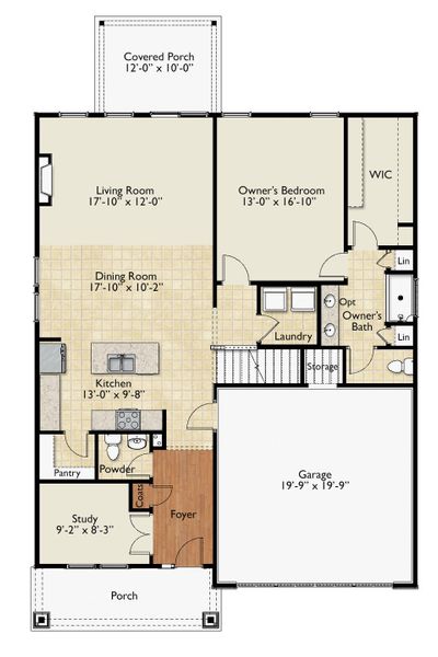 2D floor plan layout of this home in Holly Ridge, Greenville, SC (Image 2).