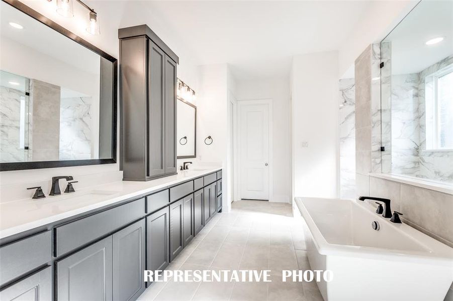 Plenty of space for two in this wonderful owner's bath.  REPRESENTATIVE PHOTO