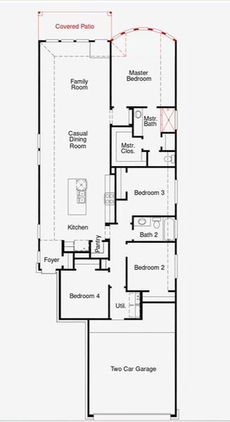 2D floor plan layout of this home in The Trails, New Caney, TX (Image 2).