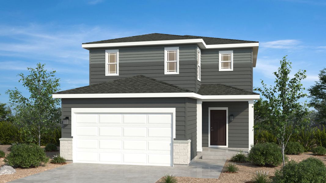 Representative exterior photo of a completed home built from the Glacier by Taylor Morrison in Lake Bluff, Greeley, CO (Image 21). Representative exterior photo of a completed home built from the Glacier by Taylor Morrison in Lake Bluff, Greeley, CO (Image 21).