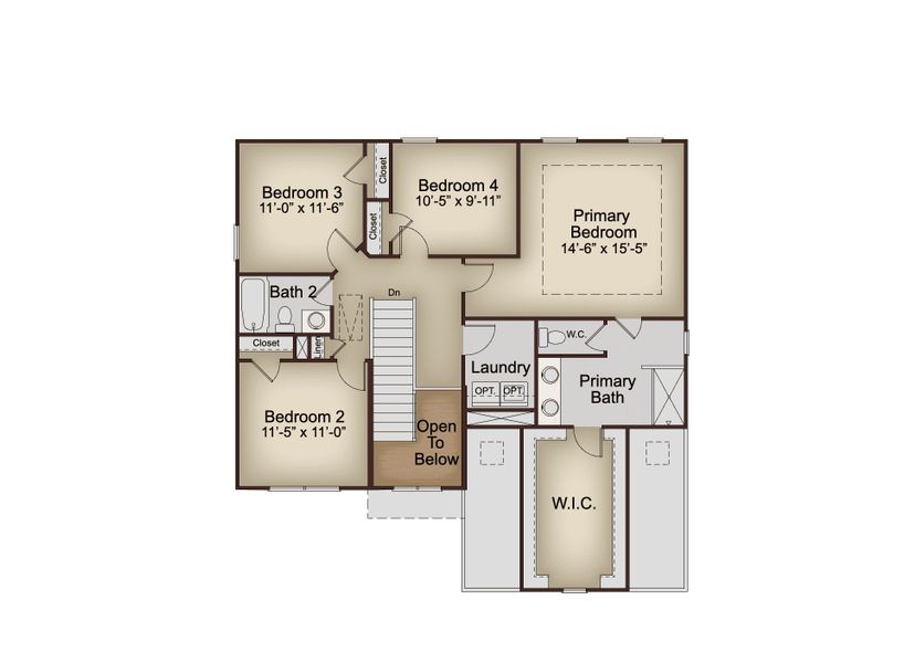 2D floor plan layout for the Colehill by McKinley Homes in Glassmanor Ridge, Gainesville, GA (Image 4).