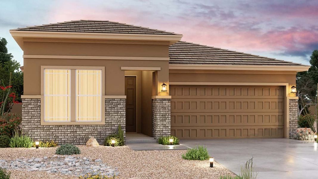Representative exterior photo of a completed home built from the Clover by Brightland Homes in Sienna Park, Buckeye, AZ (Image 2).