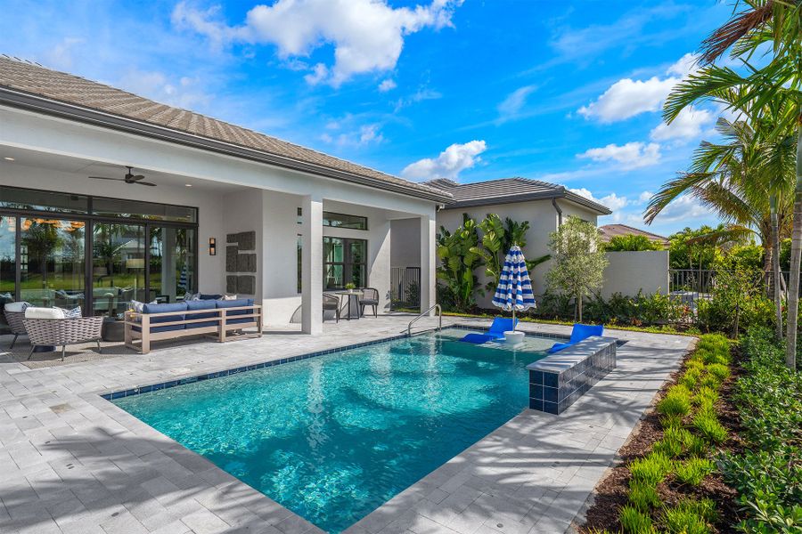 Representative exterior details of a home built from the Caroline Grande by GL Homes in Valencia Del Mar (55+), Boynton Beach (Image 4).