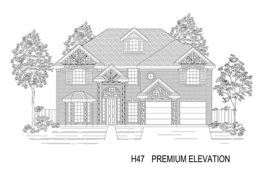 Representative rendering of the exterior for the Hillcrest 45 2F (w/Media) by First Texas Homes (Image 13).