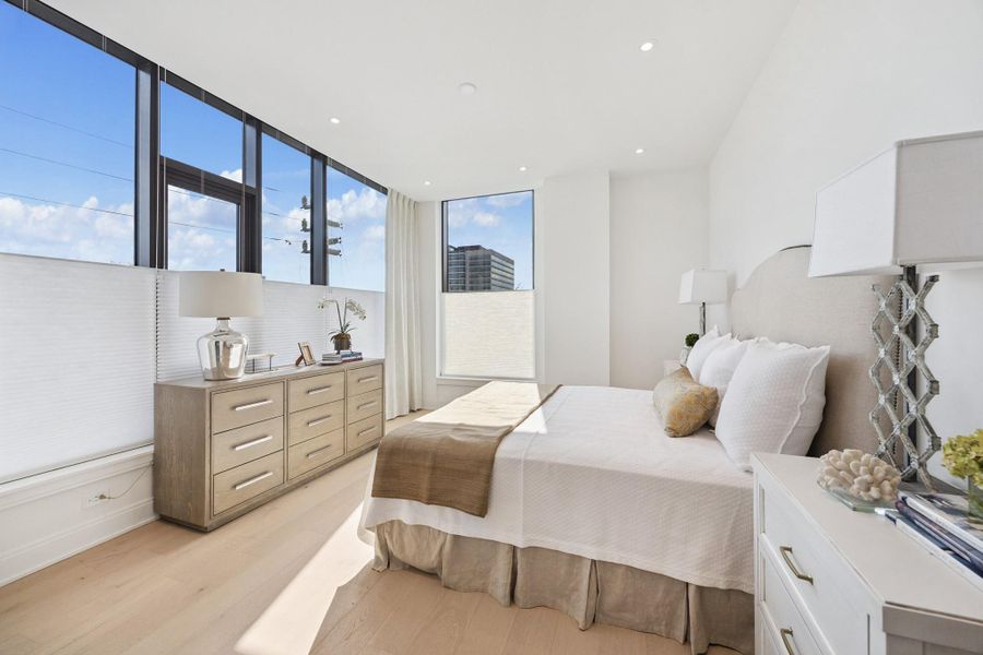 Sunny space by day, easy to sleep by night with shades and drapery ready to go! Sunny space by day, easy to sleep by night with shades and drapery ready to go!