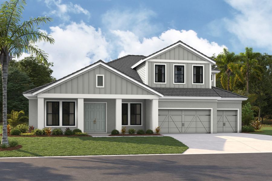 Representative exterior photo of a completed home built from the Key Largo II by Homes by WestBay in Barrington Preserve, Brandon, FL (Image 2).