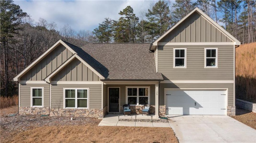 Front exterior of a new home in , Waleska, GA, highlighting curb appeal (Image 23).