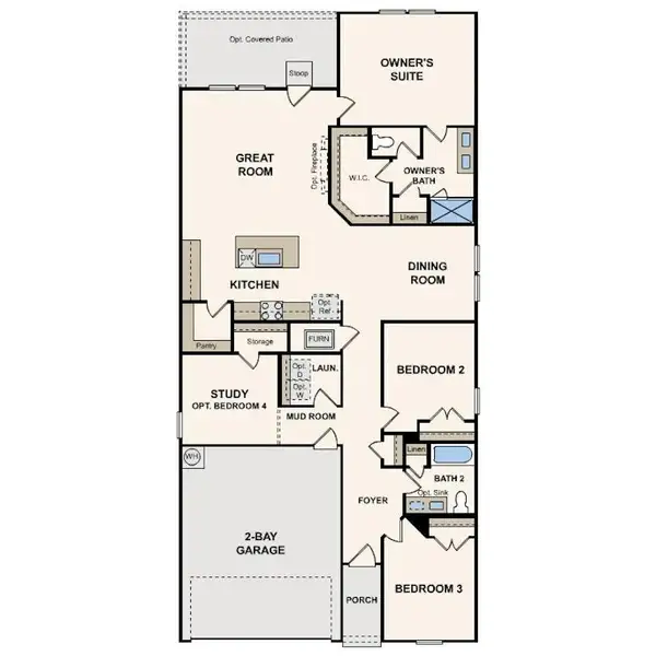 Visualize the thoughtful layout of this home with a covered patio, great room, and a 2-bay garage. Visualize the thoughtful layout of this home with a covered patio, great room, and a 2-bay garage.